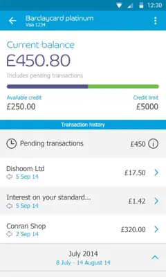 Barclaycard android App screenshot 1